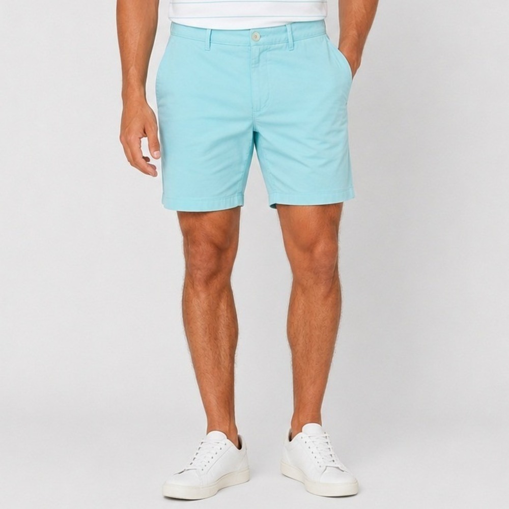 Original Penguin Mens Chino Shorts Seafoam Blue Size 34 Cotton Stretch 7 Inseam